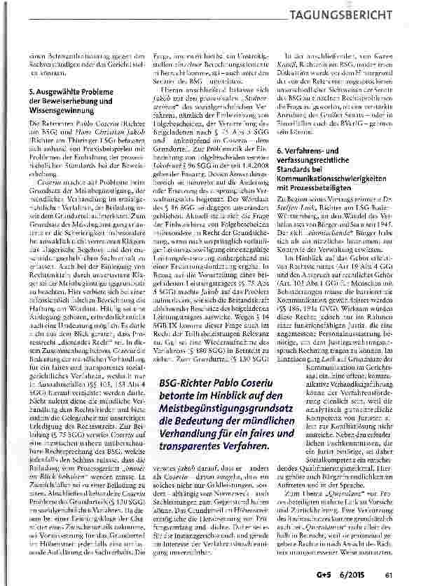 Vorschauseite 5: Die Sozialrechtsprechung im Wandel der Anforderungen -47. Richterwoche des Bundessozialgerichts