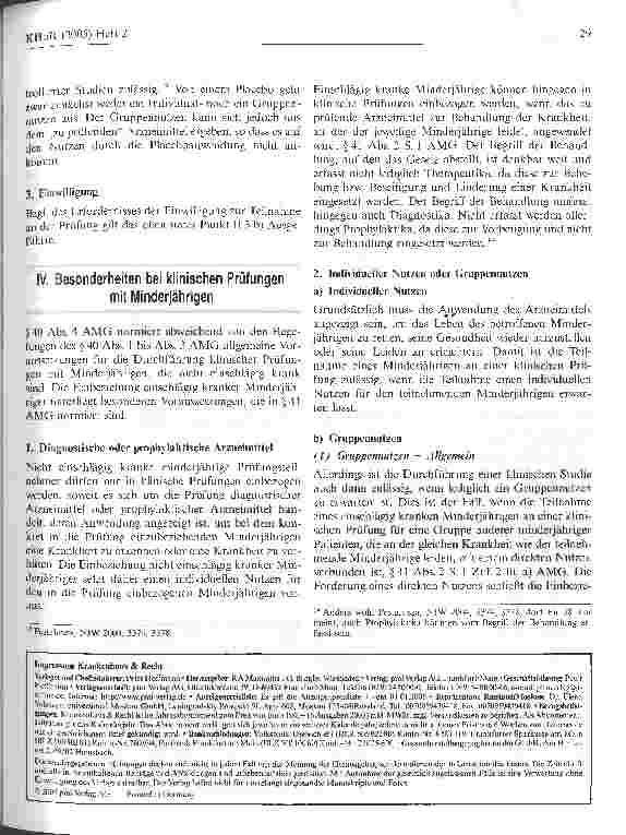 Vorschauseite 6: Rechtliche Grundlagen der klinischen Prüfung von Arzneimitteln am Menschen