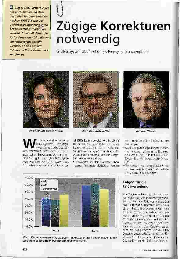 Vorschauseite 1: Zügige Korrekturen notwendigG-DRG System 2004 schon als Preissystem anwendbar?