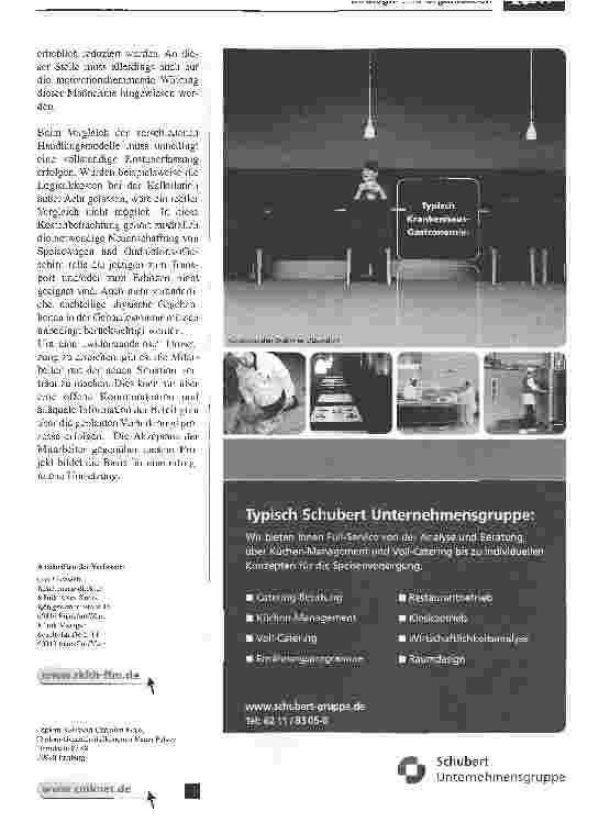 Vorschauseite 3: Fremdvergabe oder Zentralisierung der Krankenhausküche?Eine Wirtschaftlichkeitsanalyse bietet zwei Krankenhäusern eine Alternative