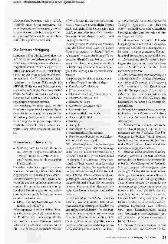 Vorschauseite 2: Das Medizinproduktegesetz in der Eigenherstellung