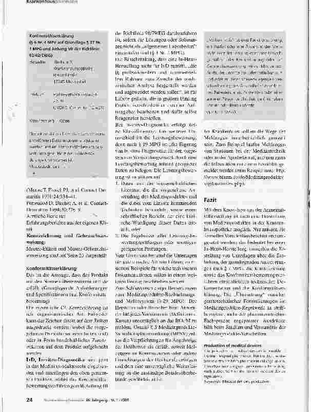 Vorschauseite 5: Das Medizinproduktegesetz in der Eigenherstellung