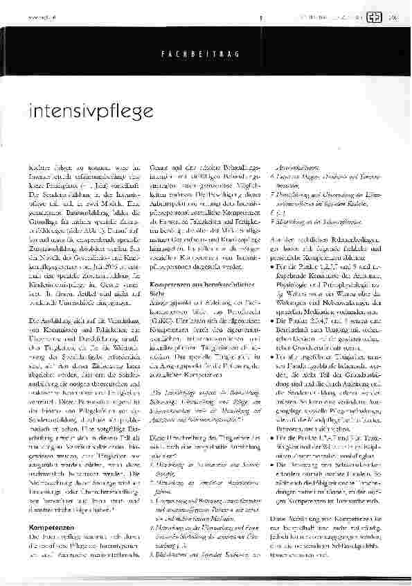 Vorschauseite 2: intensivpflegeein tätiskeitsbereich stellt sich vor