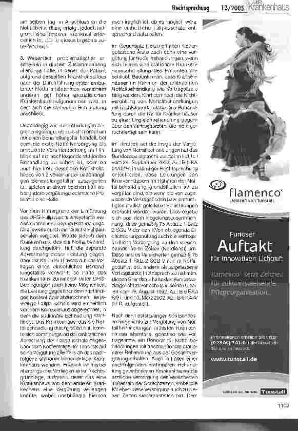 Vorschauseite 3: Vergütung einer ambulanten Notfallbehandlung im Zusammenhang mit einer nachfolgenden stationären Behandlung