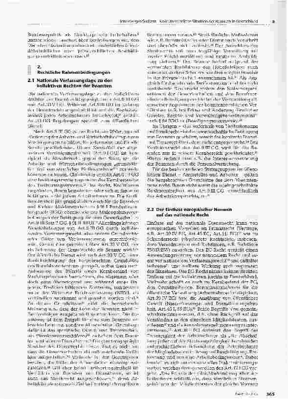 Vorschauseite 2: Kollektivrechtliche Situation der Beamten in Deutschland
