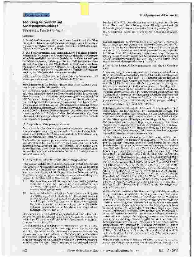 Vorschauseite 1: Abfindung bei Verzicht auf Kündigungsschutzklage