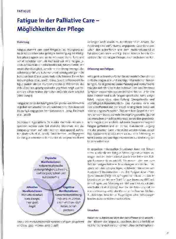Vorschauseite 1: Fatigue in der Palliative Care Möglichkeiten der Pflege