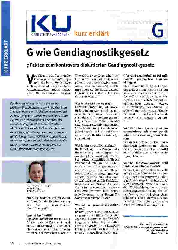 Vorschauseite 1: G wie Gendiagnostikgesetz