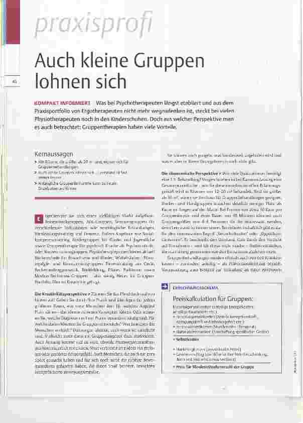 Vorschauseite 1: Auch kleine Gruppen lohnen sich
