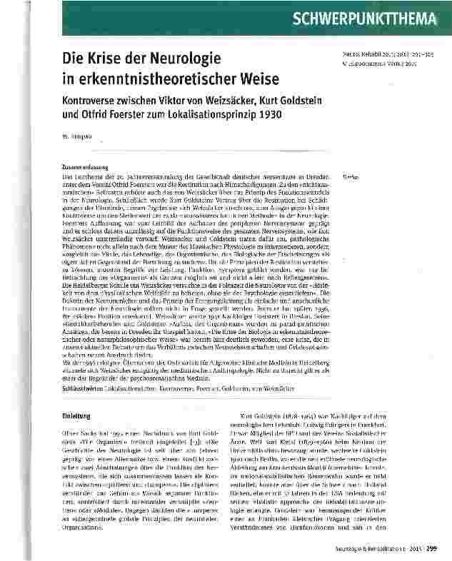 Vorschauseite 1: Die Krise der Neurologie in erkenntnistheoretischer Weise
