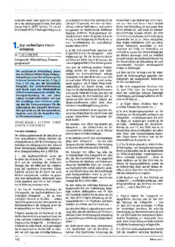 Vorschauseite 1: Zur vorläufigen Unterbringung