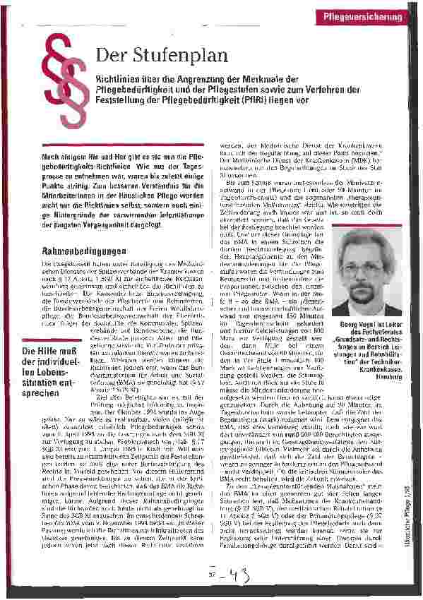 Vorschauseite 1: Der Stufenplan Pflegeversicherung