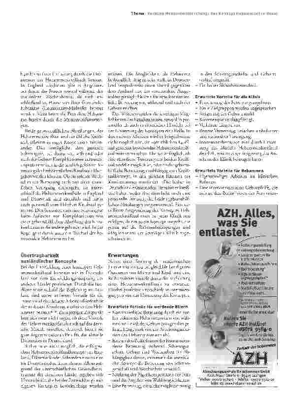 Vorschauseite 3: Eine Alternative in der klinischen Geburtshilfe in Deutschland