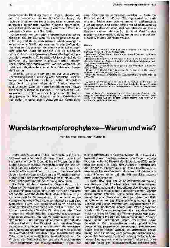 Vorschauseite 1: Wundstarrkrampfprophylaxe - Warum und wie
