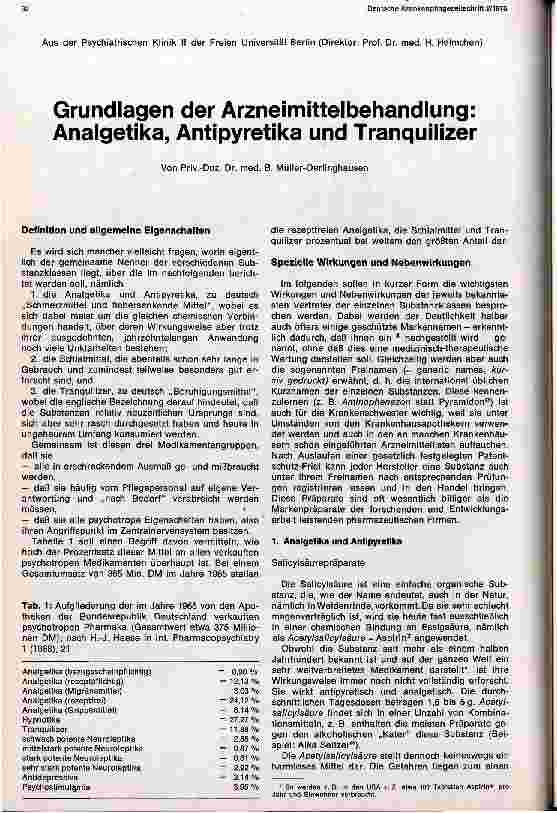 Vorschauseite 1: Grundlagen der Arzneimittelbehandlung: Analgetika, Antipyretika und Tranquilizer