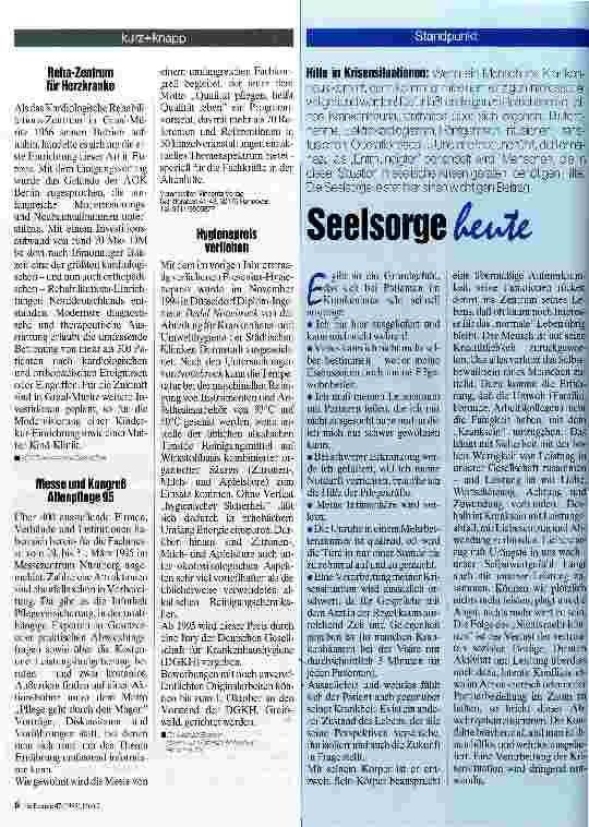 Vorschauseite 1: Seelsorge heute Hilfe in Krisensituationen