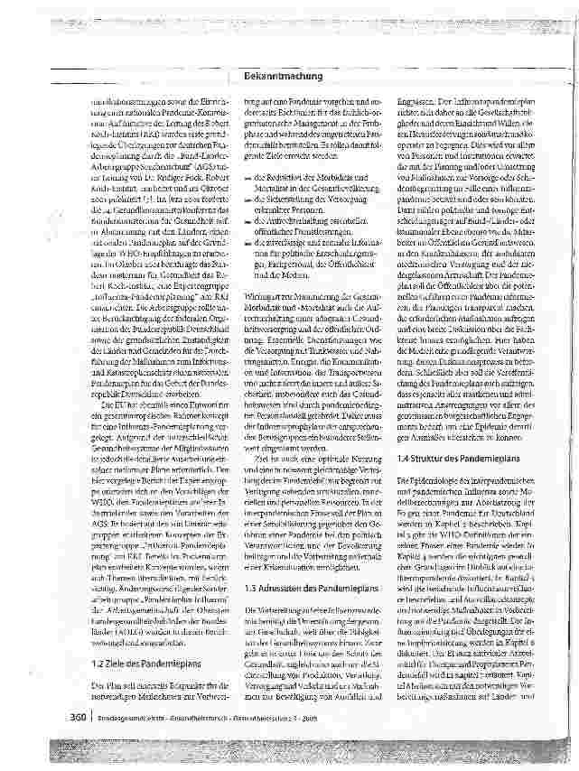Vorschauseite 5: Influenzapandemieplanung. Nationaler Influenzapandemieplan
