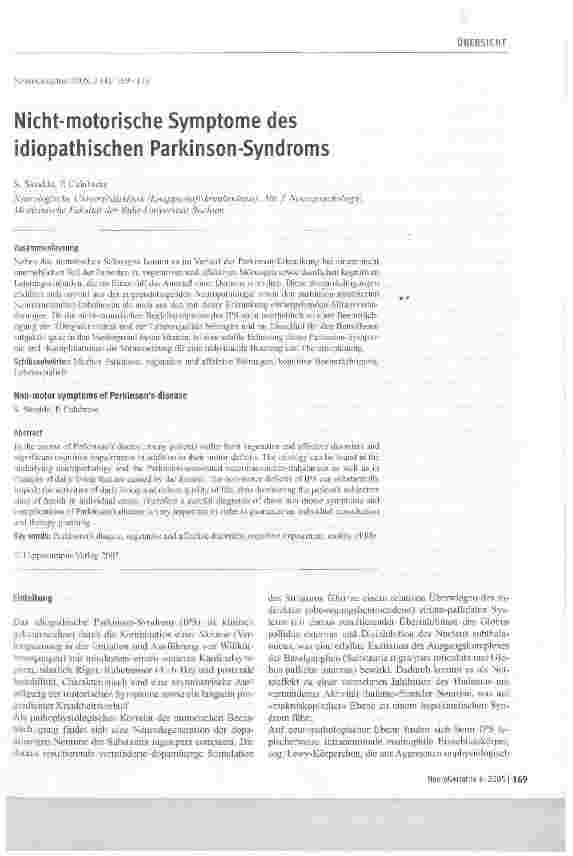 Vorschauseite 1: Nicht-motorische Symptome des idiopathischen Parkinson-Syndroms