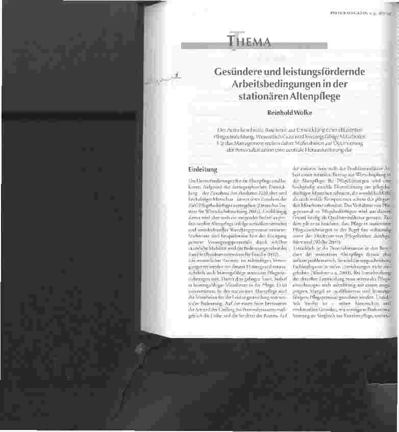 Vorschauseite 1: Gesündere und leistungsfördernde Arbeitsbedingungen in derstationären Altenpflege