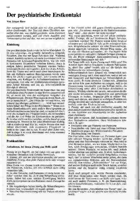 Vorschauseite 1: Der psychiatrische Erstkontakt