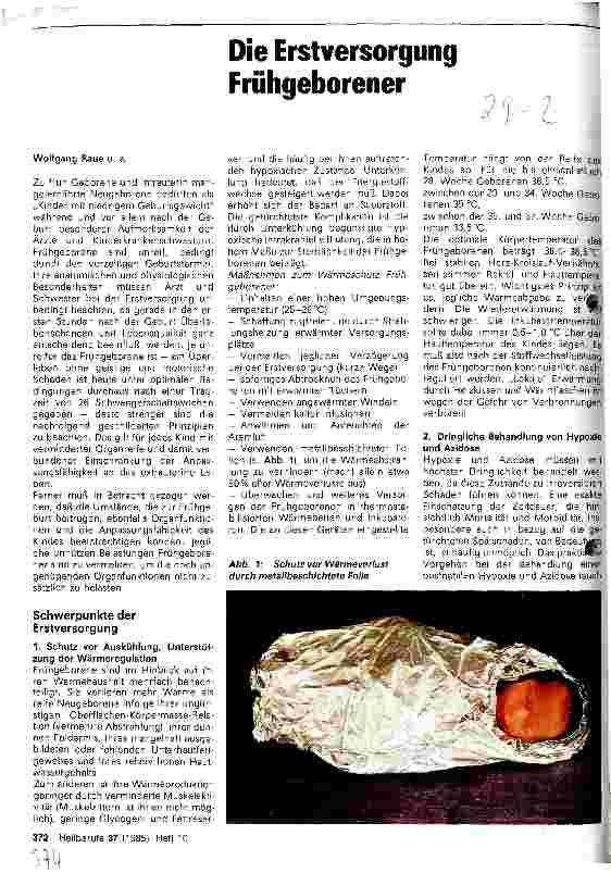 Vorschauseite 1: Die Erstversorgung Frühgeborener