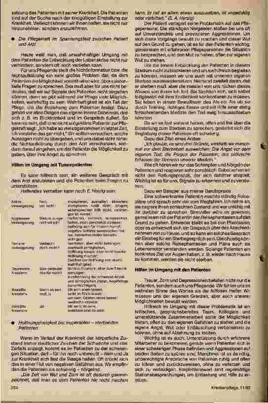 Vorschauseite 3: Das Krankenpflegepersonal und der krebskranke Patient