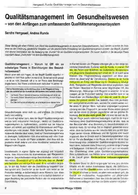 Vorschauseite 1: Qualitätsmanagement im Gesundheitswesen - von den Anfängen zum umfassenden Qualitätsmanagementsystem