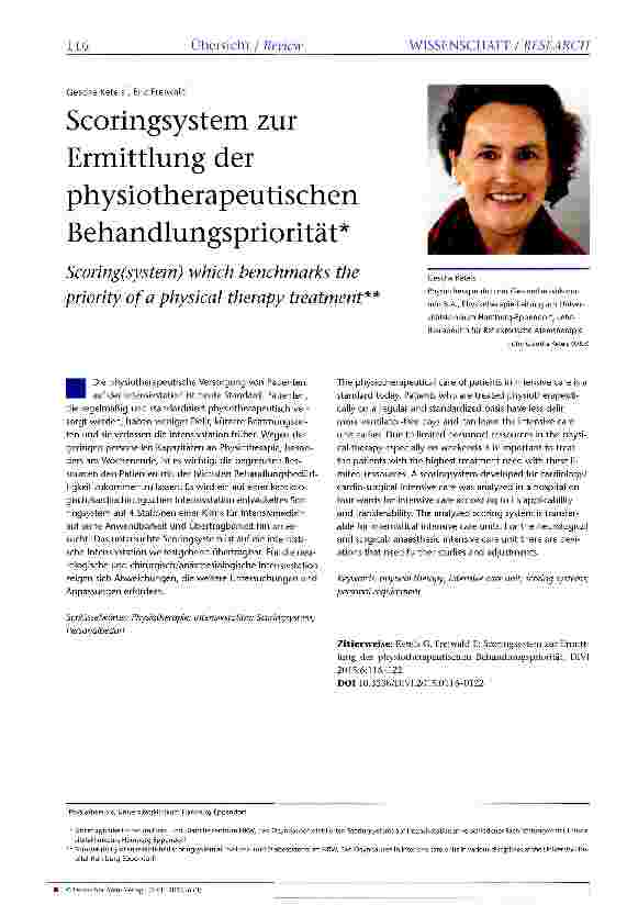 Vorschauseite 1: Scoringsystem zur Ermittlung der physiotherapeutischen Behandlungspriorität