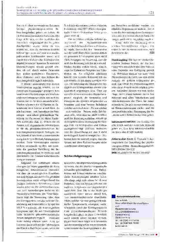 Vorschauseite 6: Scoringsystem zur Ermittlung der physiotherapeutischen Behandlungspriorität