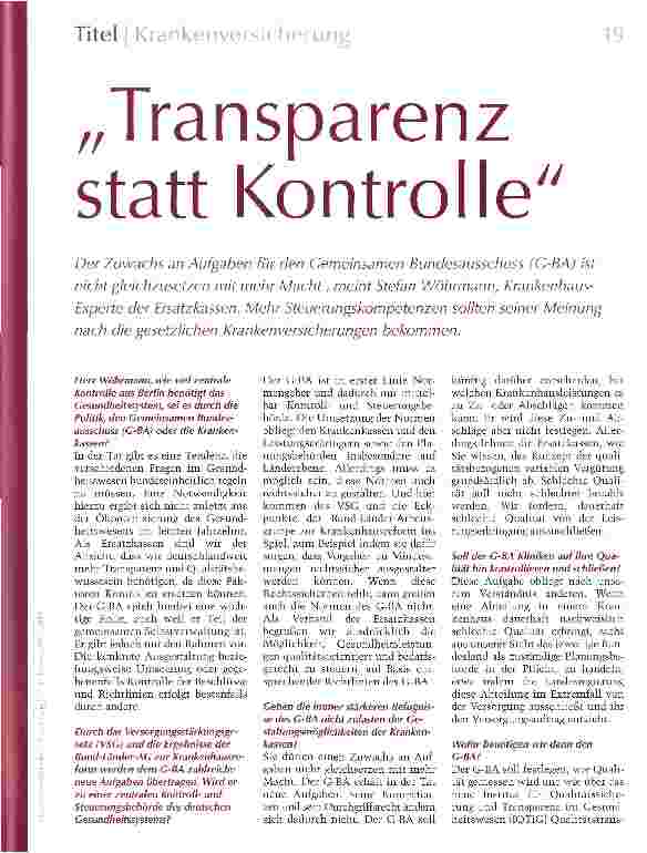 Vorschauseite 1: Transparenz statt Kontrolle