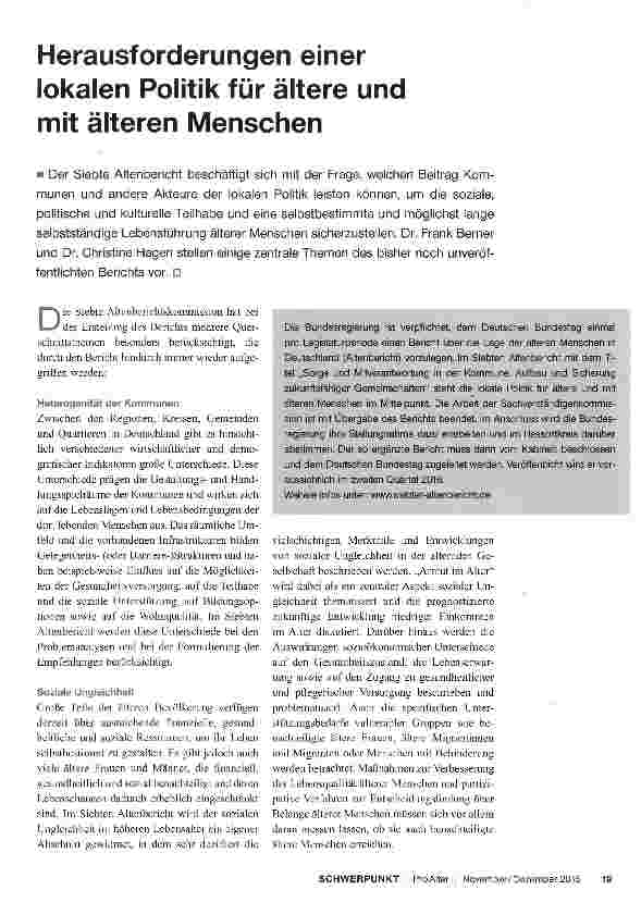 Vorschauseite 1: Herausforderungen einer lokalen Politik für ältere und mit älteren Menschen