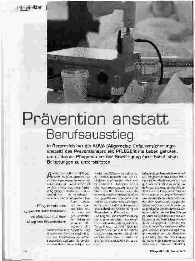 Vorschauseite 1: Prävention anstatt Berufsausstieg