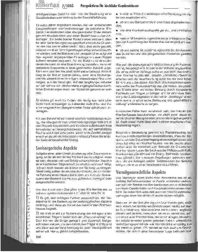 Vorschauseite 4: Perspektiven für kirchliche KrankenhäuserRechtliche und strukturelle Besonderheiten bei Zusammenschlüssen unter Beteiligung kirchlicher Krankenhäuser