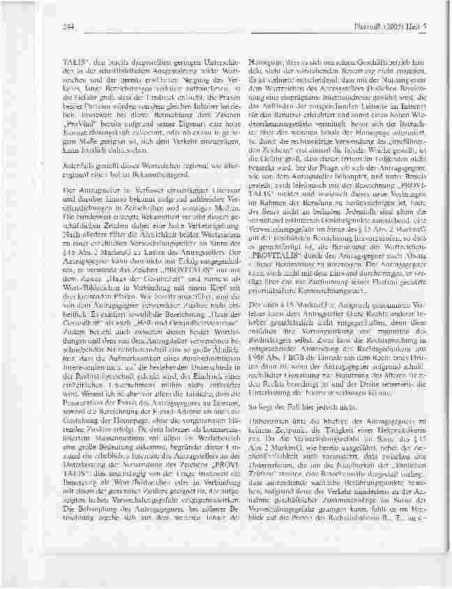 Vorschauseite 3: PROVITALIS gegen ProVitalOLG Koblenz, Urteil vom 3. Juni 2004 - 6 U 105/04