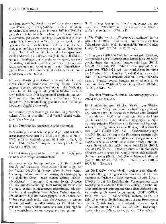 Vorschauseite 2: Zur Werbung mit Vitaminprodukten (auch) zur Heilung akuterKrebserkrankungen (Dr. Rath)Kammergericht Berlin, Urteil vom 30. November 2004 - 5 U 55/04