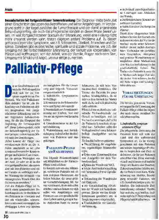 Vorschauseite 1: Palliativ-Pflege Besonderheiten bei fortgeschrittener Tumorerkrankung