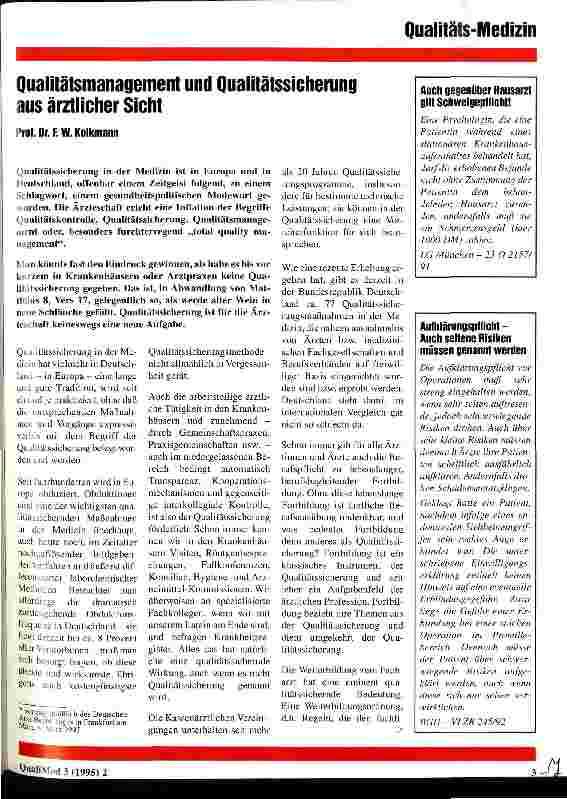Vorschauseite 1: Qualitätsmanagement und Qualitätssicherung aus ärztlicher Sicht
