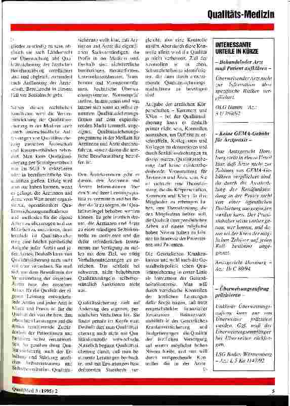 Vorschauseite 3: Qualitätsmanagement und Qualitätssicherung aus ärztlicher Sicht