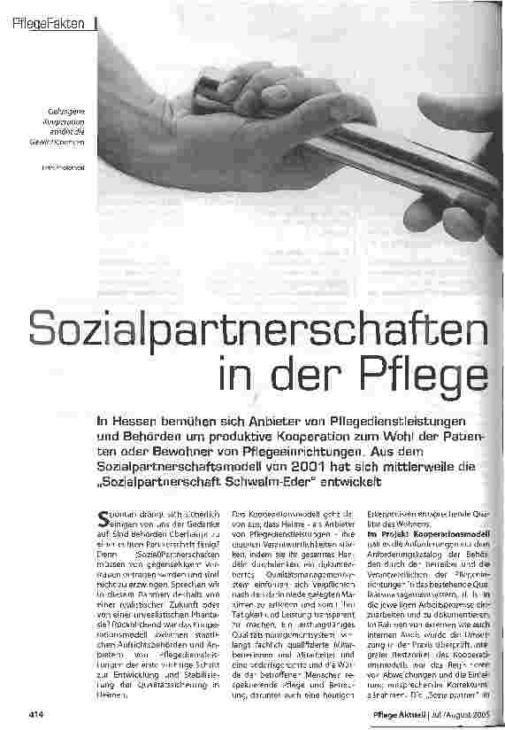 Vorschauseite 1: Sozialpartnerschaften in der Pflege