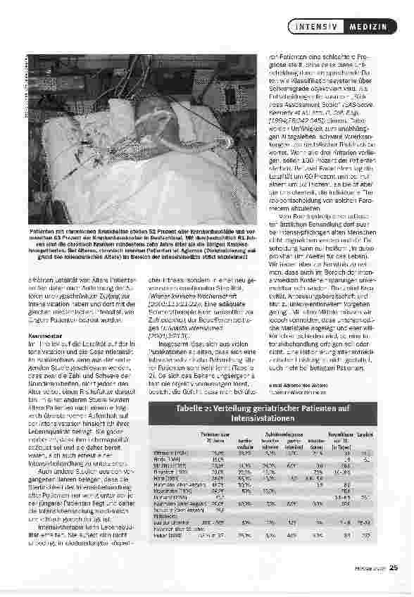 Vorschauseite 2: Keine Rationierung für ältere Patienten!Nosokomiale Infektionen und Outcome bei kritisch kranken älteren Patienten nach chirurgischen Eingriffen
