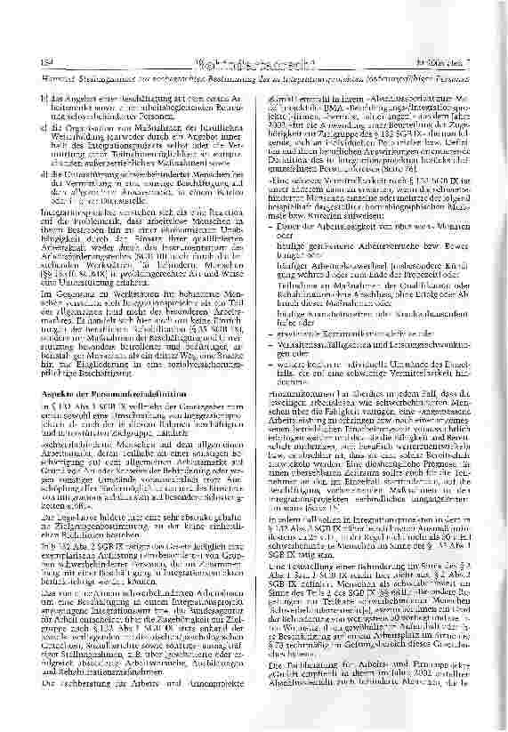 Vorschauseite 2: Stellungnahme zur sachgerechten Bestimmung der in Integrationsprojekten gemäß § 132 SGBIX förderungsfähigen Personen