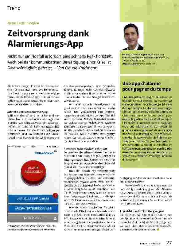 Vorschauseite 1: Zeitvorsprung dank Alarmierungs-App