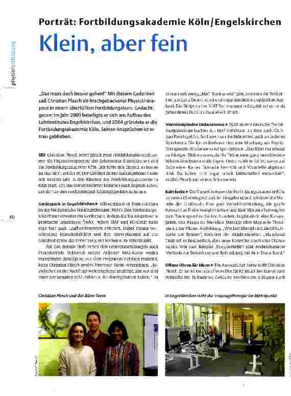 Vorschauseite 1: Porträt: Fortbildungsakademie Köln/Engelskirchen Klein, aber fein