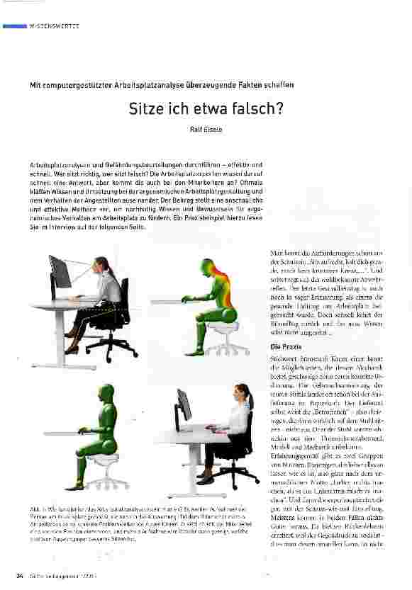 Vorschauseite 1: Mit computergestützter Arbeitsplatzanalyse überzeugende Fakten schaffen Sitze ich etwa falsch?