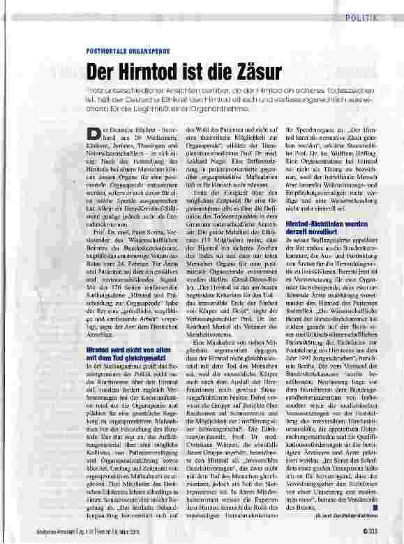 Vorschauseite 1: Der Hirntod ist die Zäsur