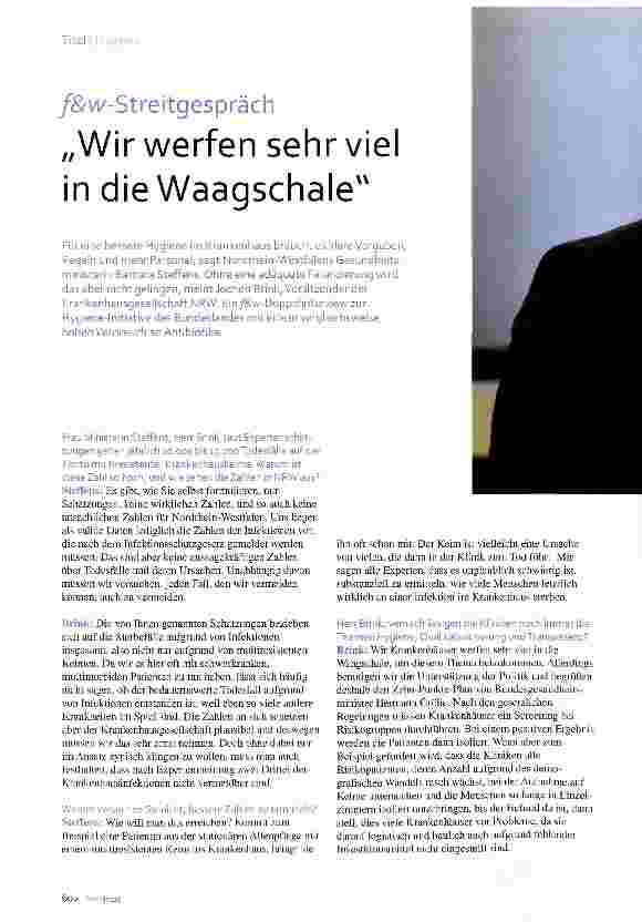 Vorschauseite 1: Streitgespräch- Wir werfen sehr viel in die Waagschale