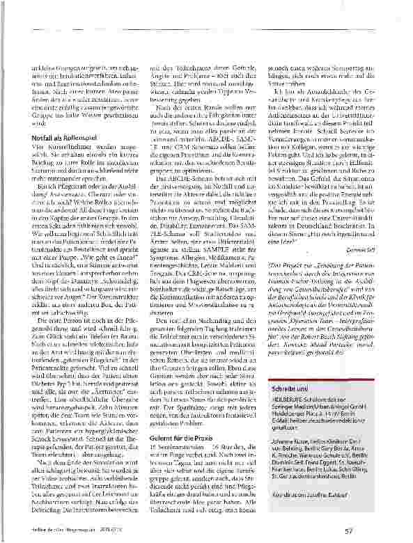 Vorschauseite 2: Universitätsmedizin Greifswald Operation Team: Interprofessionell lernen