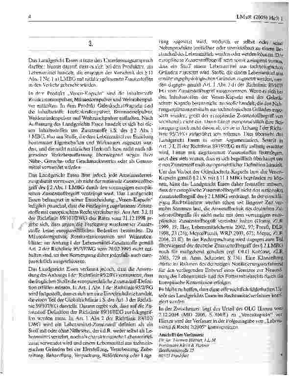 Vorschauseite 4: Zur Zulässigkeit von an der Zweckbestimmung orientierten Produktnamen für Nahrungsergänzungsmittel