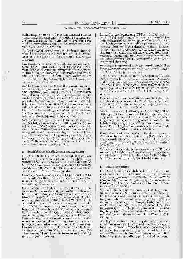 Vorschauseite 3: Neue Leistungstatbestände im SGB IX nach dem Gesetz zur Förderune der Ausbildung und Beschäftigung schwerbehinderter Menschen