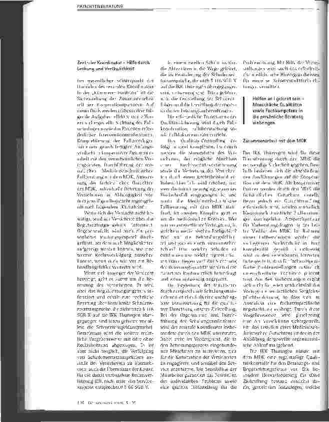 Vorschauseite 3: Unterstützung bei vermuteten Behandlungsfehlern - nicht Konfrontation, sondern Kooperation ist die Lösung